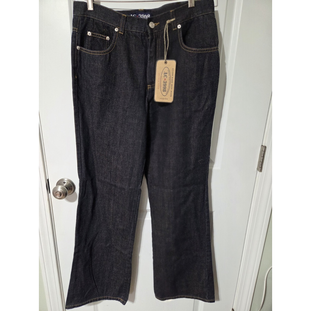 AC 3998 Vintage Wash Jeans Size 14 Straight wide Leg Mid Rise Style AMC-0523 New